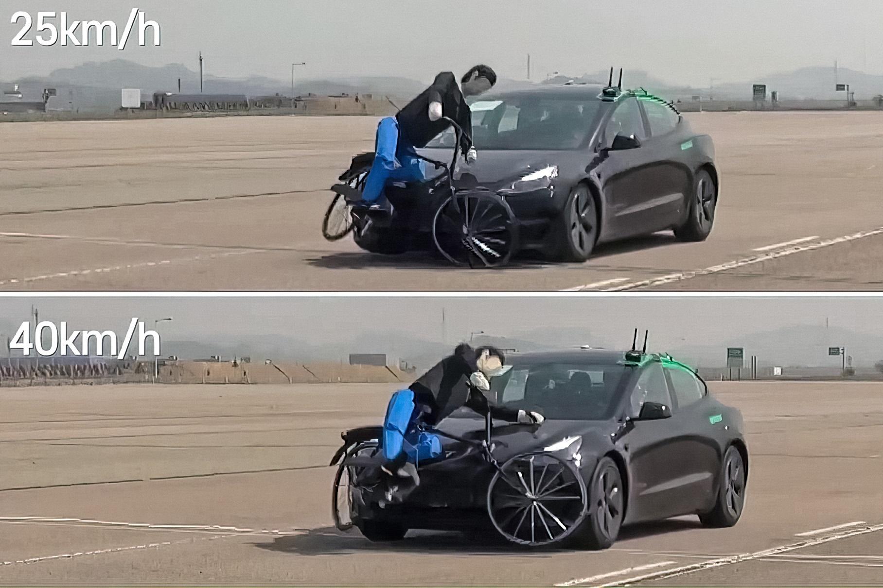 Tesla Model 3 на тестах KNCAP трижды сбила велосипедиста